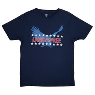 Mens Navy Blue Land Free Eagle Graphic Tee Patriotic T-Shirt