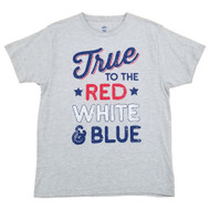 Mens Gray Heather True Red White Blue Graphic Tee Patriotic T-Shirt
