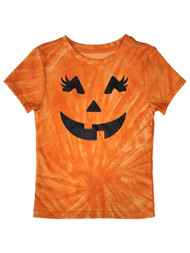 Girls Tie Dye Jack O Lantern Pumpkin Halloween T-Shirt Tee Shirt
