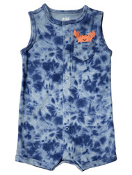 Carters Infant Boys Blue Tie Dye Crab Snap Front Romper Bodysuit Outfit