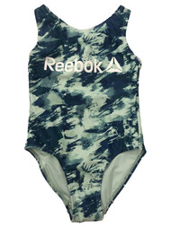 Reebok Toddler Girls Green & Blue Tie Dye 1pc Athletic Racer Back Swim Suit