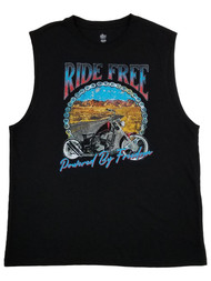 Mens Black Ride Free Patriotic Tank Top Muscle Shirt Sleeveless Shirt
