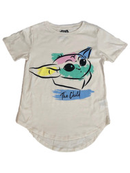 Star Wars Womens Jrs Beige Rainbow The Child Baby Yoda T-Shirt Tee Shirt