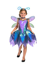 Girls Purple & Blue Iridescent Dragonfly Dress Halloween Costume S (6/6X)