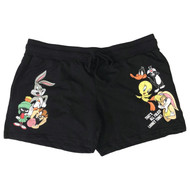 Looney Tunes Womens (Jrs) Black Tweety & Bugs Bunny Athletic Fit Shorts