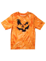Boys Orange Tie-Dye Jack-O-Lantern Halloween Short Sleeved Tee T-Shirt