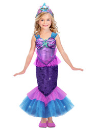 Girls Purple & Green Flip Sequin Dazzling Mermaid Costume Dress