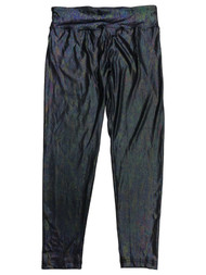 Womens (Jrs) Colorful Metallic Black Shimmer Leggings Stretch Pants