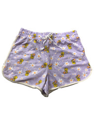 Looney Tunes Womens (Jrs) Purple Tweety Bird Athletic Fit Knit Shorts