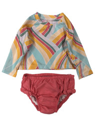 Infant Girls Pink Striped 2 Pc Rash Guard Swimming & Bathing Suit