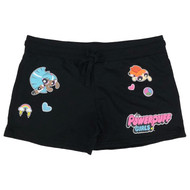 Power Puff Girls Womens (Jrs) Black Powerpuff Athletic Fit Knit Shorts