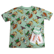 Rugrats Womens (Jrs) Green Angelica & Tommy Tee Shirt T-Shirt & Socks
