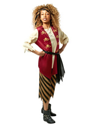 Way To Celebrate Girls Red Black Skull Pirate Shirt Pants Costume