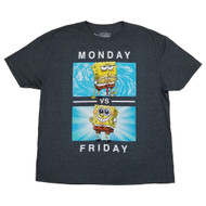 SpongeBob SquarePants Mens and Big Mens Gray Monday vs Friday Graphic T-Shirt