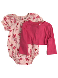 Carters Infant Girls Pink Floral Heart Baby Outfit Romper & Jacket Set