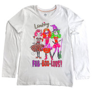 Girls White Long Sleeve Looking Fab Boo Lous Sparkles Halloween T-Shirt