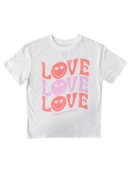 Girls White & Pink Smile Love, Love, Love Tee Shirt T-Shirt
