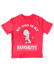 Girls Pink Peanuts Snoopy "My Dog Is My Favorite" Tee Shirt T-Shirt