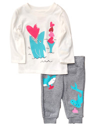 Infant & Toddler Boys White Shark Valentines Outfit Pants & Sweatshirt