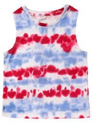 Girls Red, White & Blue Patriotic Tie Dye Tank Top Sleeveless Shirt