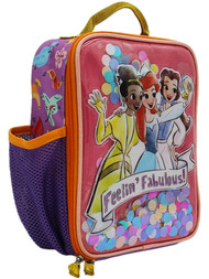 Disney Princess Feelin Fab Lunch Bag, Insulated Lunch Box with Sequin Lunchbox