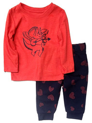 Infant & Toddler Boys Red Dinosaur Valentine Outfit Shirt & Sweatpants