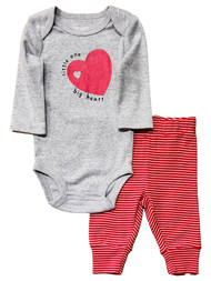 Carters Infant Boys Little One Big Heart Valentine Outfit Bodysuit & Pants