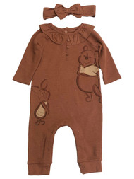 Disney Infant Girls Brown Winnie the Pooh Baby Outfit Romper & Headband