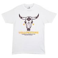 Yellowstone Mens White Bull Skull Graphic Tee Short Sleeve T-Shirt