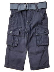 Infant & Toddler Boys Gray Cargo Elastic Waist Pants With Adjustable Belt