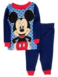 Disney Boys Mickey Mouse Blue Tight Fit Infant Long Sleeve Pajamas Set