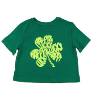 Girls Green Cropped Happy & Lucky St Patrick's Day Short Sleeve T-Shirt