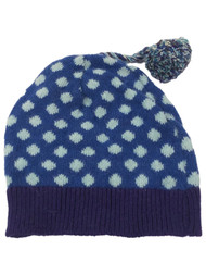 Womens Soft Blue & Purple Polka Dot Angora Blend Stocking Cap Beanie Hat
