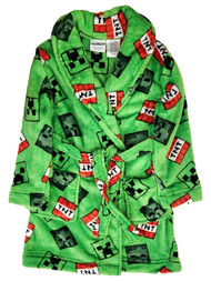 Minecraft Boys Plush Green Creeper TNT Bath Robe House Coat