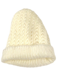 Womens Soft Loose Knit Ivory Off White Beanie Stocking Cap Hat