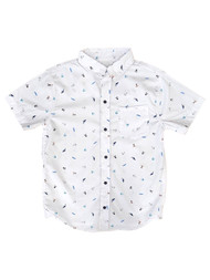 Tony Hawk Boys White Fish & Anchor Short Sleeve Button Front Shirt M 10-12