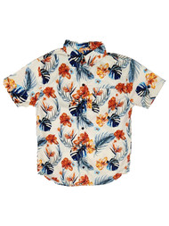 Tony Hawk Boys Tan Tropical Flower Short Sleeve Button Front Shirt M 10-12