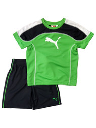 Puma Boys Green, Black & White Shorts & T-Shirt Set Athletic Outfit Size 4