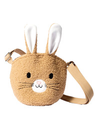 Girls Plush Brown Easter Sling Basket Bunny Purse Handbag