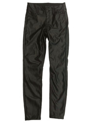 Womens (Jrs) Black Pleather Faux Leather Skinny Corset High-Rise Pants