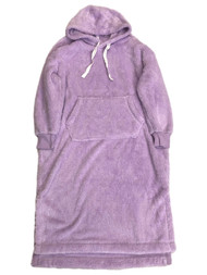 Womens Soft Plush Purple Chemise Hoodie Nightgown Night Gown