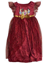 Disney Princess Toddler Girls Burgundy Velvet Holiday Nightgown Night Gown