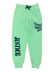 Justice Girls Possitive Thoughts Daily Green Fleece Jogger Pants Sweat