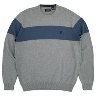 Chaps Mens Gray & Slate Blue Long Sleeve Classic-Fit Crewneck Sweater