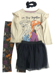 Toddler Girls 4pc Disney Frozen Elsa Outfit Shirt Pants Skirt & Headband Set