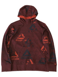 Mens Burgundy Red Orange Reebok Hoodie Sweatshirt Athletic Pull-Over Top Medium