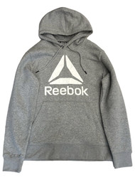 Mens Gray & White Reebok Hoodie Sweatshirt Athletic Pull-Over Top