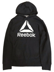 Mens Black & White Reebok Hoodie Sweatshirt Athletic Pull-Over Top