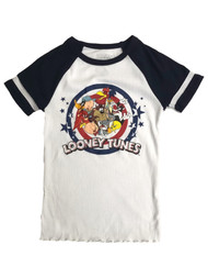 Looney Tunes Womens (Juniors) Patriotic Ribbed T-Shirt Tee Shirt