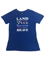 Womens Patriotic Blue Land of the Free Because Brave T-Shirt Tee Shirt
